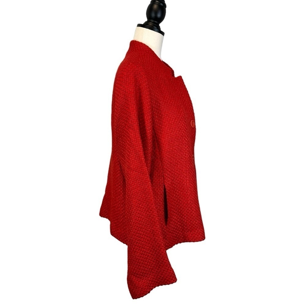Eileen Fisher Red Jacket Basket Weave Quilted Button Front Size M B33#45 - Picture 4 of 11